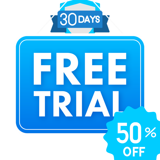 30 Day FREE Trial - 50% OFF STOREWIDE